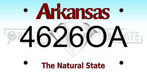 4626OA Arkansas License Plate