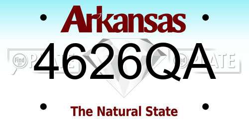 4626QA Arkansas License Plate