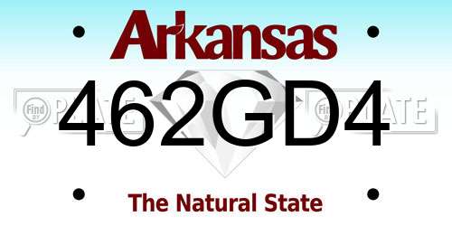 462GD4 Arkansas License Plate