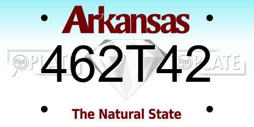 462T42 Arkansas License Plate