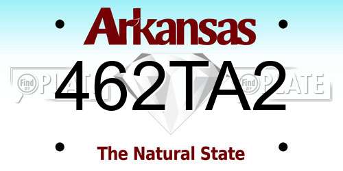 462TA2 Arkansas License Plate