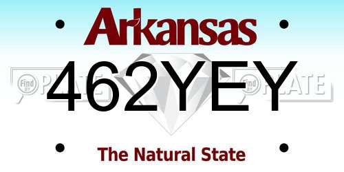 462YEY Arkansas License Plate