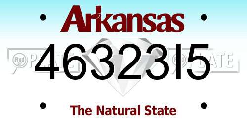 46323I5 Arkansas License Plate