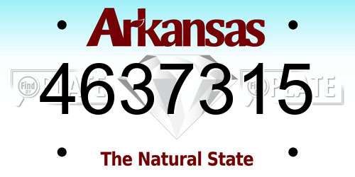 4637315 Arkansas License Plate