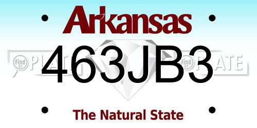 463JB3 Arkansas License Plate