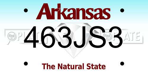 463JS3 Arkansas License Plate