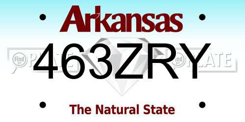 463ZRY Arkansas License Plate