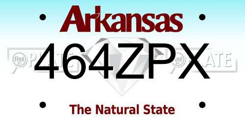 464ZPX Arkansas License Plate
