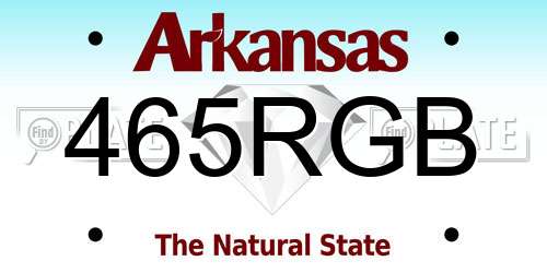 465RGB Arkansas License Plate