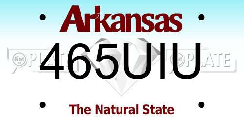 465UIU Arkansas License Plate