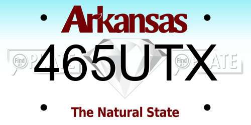 465UTX Arkansas License Plate