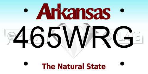 465WRG Arkansas License Plate