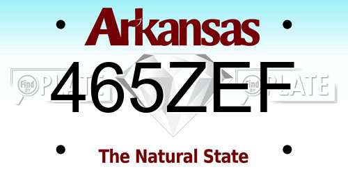465ZEF Arkansas License Plate