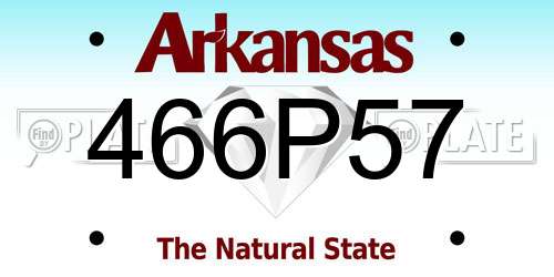 466P57 Arkansas License Plate