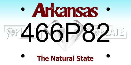 466P82 Arkansas License Plate