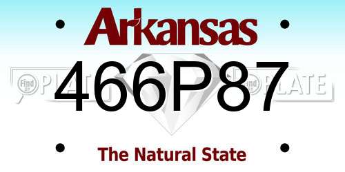 466P87 Arkansas License Plate