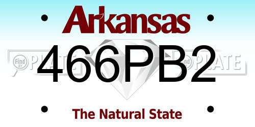 466PB2 Arkansas License Plate