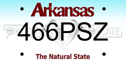 466PSZ Arkansas License Plate