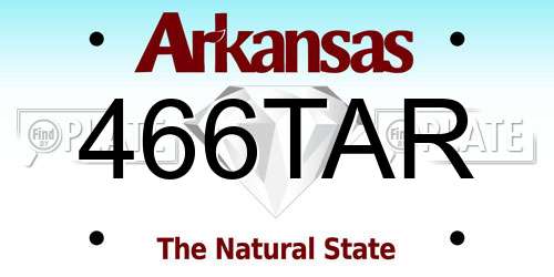 466TAR Arkansas License Plate