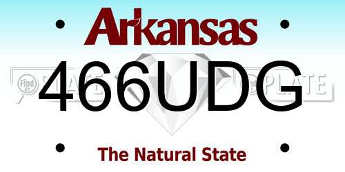 466UDG Arkansas License Plate