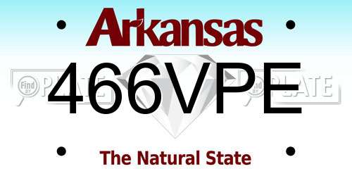 466VPE Arkansas License Plate