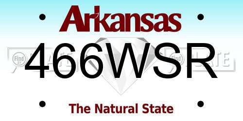 466WSR Arkansas License Plate