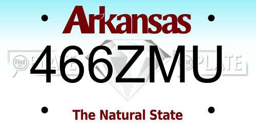 466ZMU Arkansas License Plate