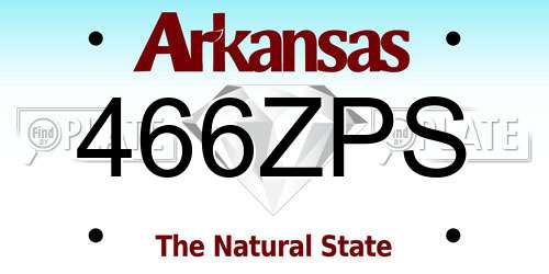 466ZPS Arkansas License Plate