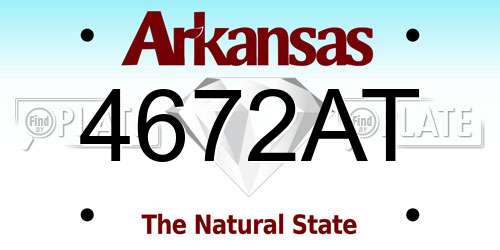4672AT Arkansas License Plate