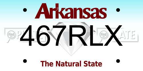 467RLX Arkansas License Plate