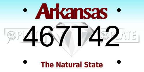 467T42 Arkansas License Plate