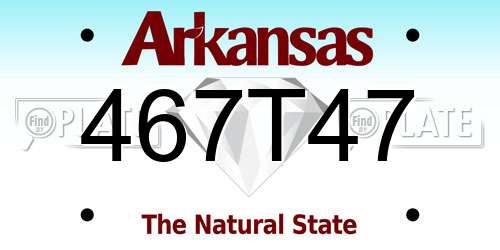 467T47 Arkansas License Plate