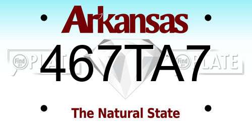 467TA7 Arkansas License Plate