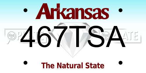 467TSA Arkansas License Plate