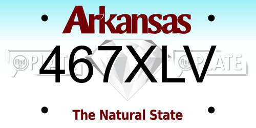 467XLV Arkansas License Plate