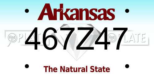 467Z47 Arkansas License Plate
