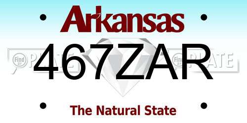 467ZAR Arkansas License Plate