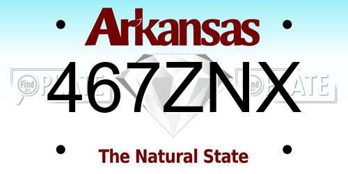 467ZNX Arkansas License Plate