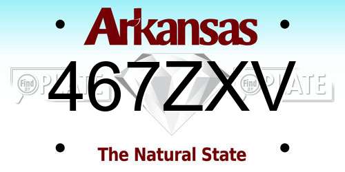 467ZXV Arkansas License Plate