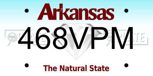 468VPM Arkansas License Plate