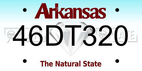 46DT320 Arkansas License Plate
