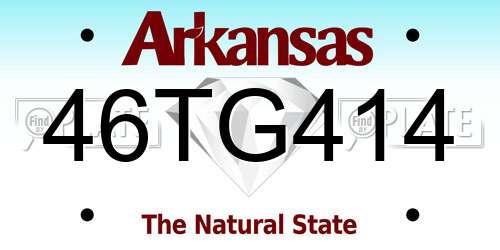 46TG414 Arkansas License Plate
