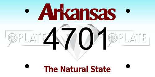 4701 Arkansas License Plate
