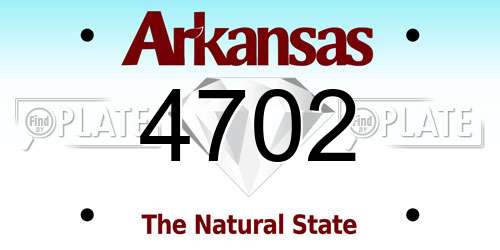 4702 Arkansas License Plate