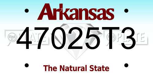 47025T3 Arkansas License Plate