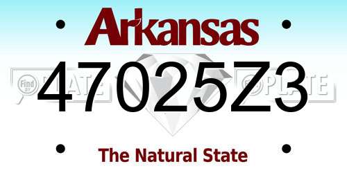 47025Z3 Arkansas License Plate