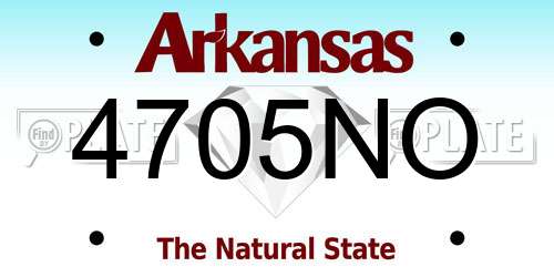 4705NO Arkansas License Plate