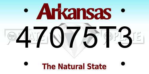 47075T3 Arkansas License Plate