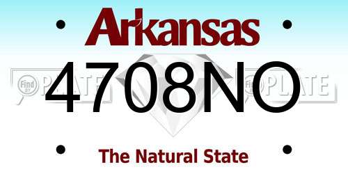 4708NO Arkansas License Plate
