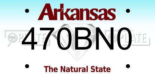 470BN0 Arkansas License Plate